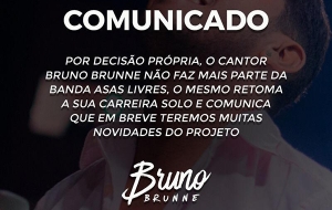 Cantor Bruno Brunne não faz mais parte da banda Asas Livres - Noticia